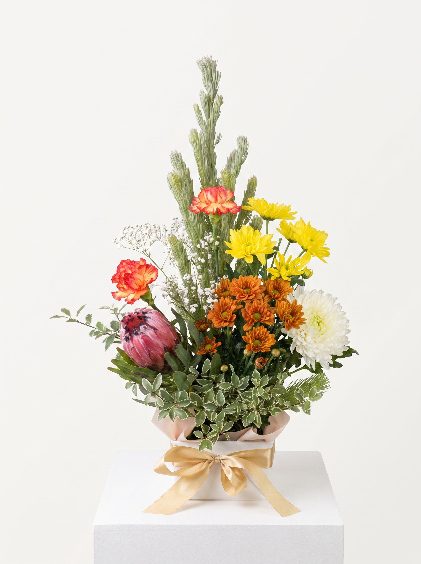 The Coastal Wildflower – Native Protea & Yellow Mum Edit