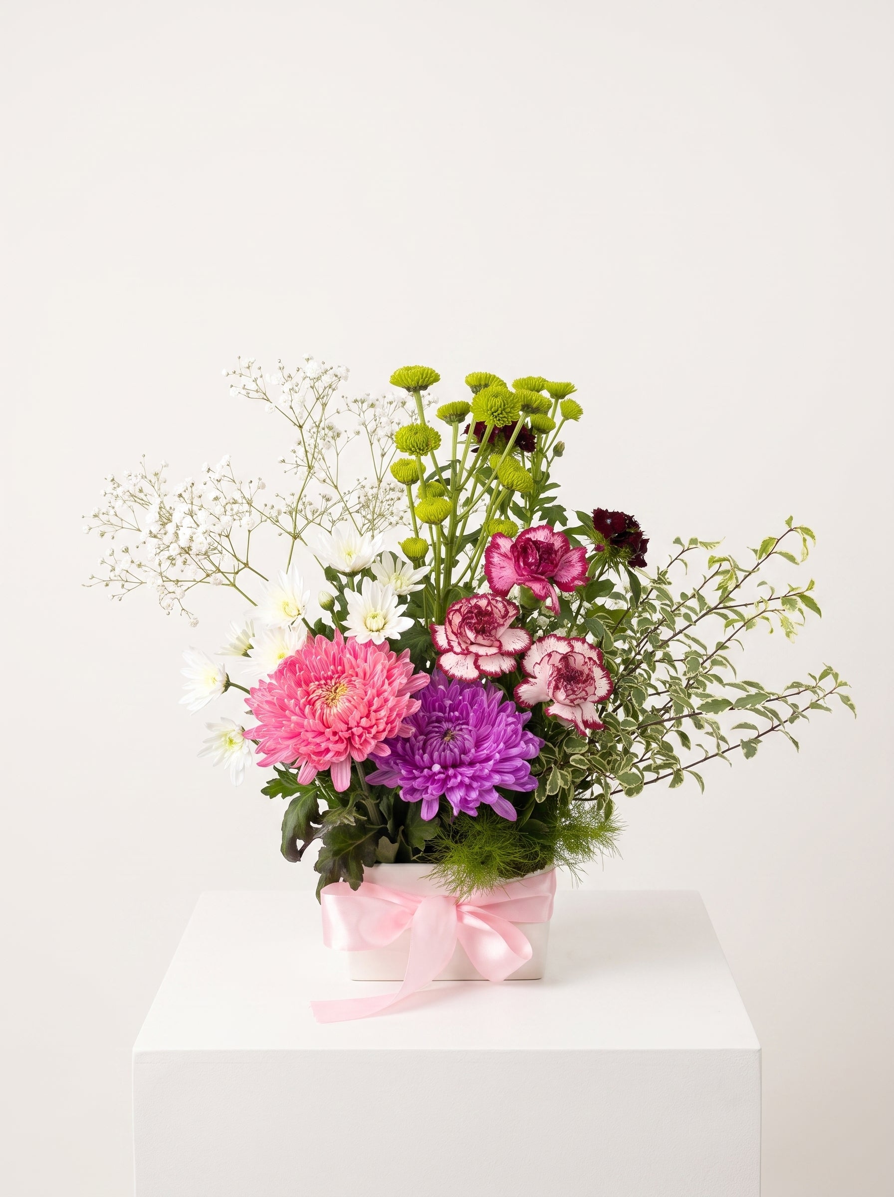 The Pastel Whimsy – Mixed Pom-Pom & Carnation Ceramic